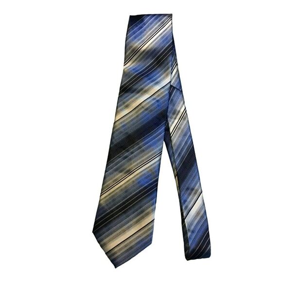 5/$10 Alexander Julian Men's Striped Tie 58" Blue White NWOT - Picture 1 of 4